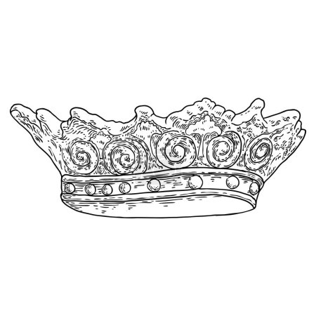 Crown of Twelve Stars drawing. Found on Saint Mary sculptures, is a symbol of spiritual mother and queen. Crown in religious art and sculpture in the Christian tradition. Vector.