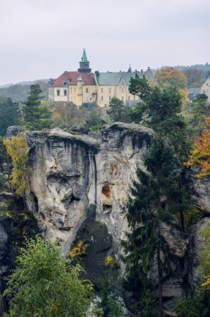 Photo for Hruba Skala castle in the Bohemian Paradise, Czech Republic, Europe. Castle on the rocks. Moody atmosphere - Royalty Free Image