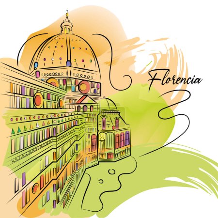 Ilustración de Watercolor sketch of Florencia cityscape Vector illustration - Imagen libre de derechos