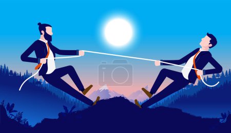 Ilustración de Rivalidad de género ilustración del hombre y la mujer compitiendo en el trabajo y la carrera - Imagen libre de derechos