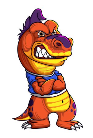 Illustration for Dinosaur character with angry pose of illustration - Royalty Free Image