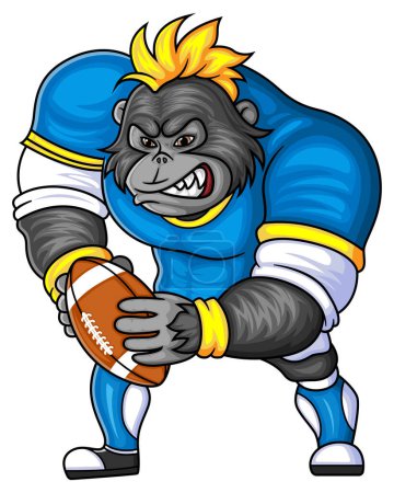 Téléchargez les illustrations : La mascotte de gorille de football américain d'illustration - en licence libre de droit