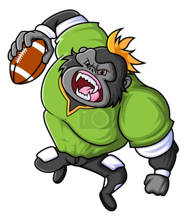 Ilustración de La fuerte mascota gorila del fútbol americano completa con ropa de jugador de ilustración - Imagen libre de derechos