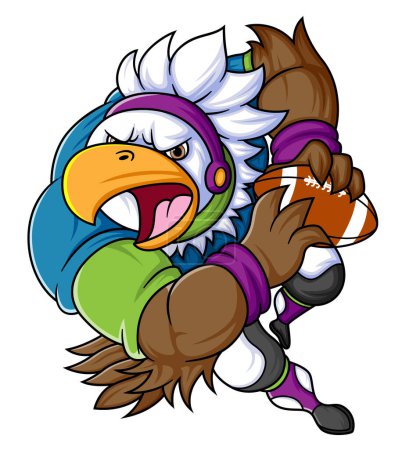Ilustración de La mascota águila fuerte del fútbol americano completa con ropa de jugador de ilustración - Imagen libre de derechos