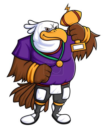 Ilustración de La gran mascota águila del fútbol americano completa con ropa de jugador de ilustración - Imagen libre de derechos
