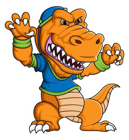 Illustration for The strong dinosaur mascot of American football complete with player clothe of illustration - Royalty Free Image