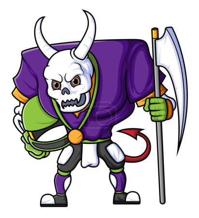 Illustration for The skull mascot of American football complete with player clothe of illustration - Royalty Free Image