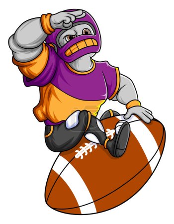 Ilustración de El hombre grande de la mascota del fútbol americano completo con ropa de jugador de ilustración - Imagen libre de derechos