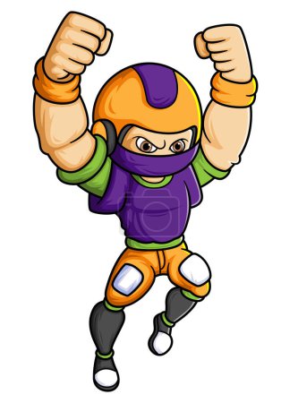 Illustration for The young man mascot of American football complete with player clothe of illustration - Royalty Free Image