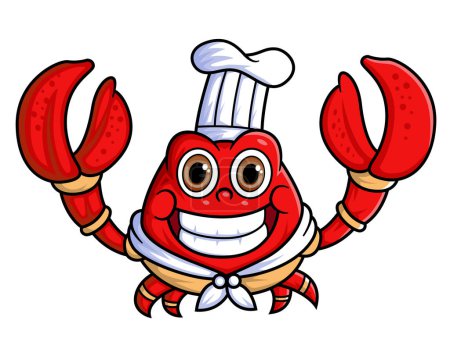 Illustration for Cute crab mascot character profession as a professional chef of illustration - Royalty Free Image