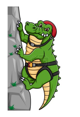 Téléchargez les illustrations : Le crocodile escalade la montagne rocheuse d'illustration - en licence libre de droit