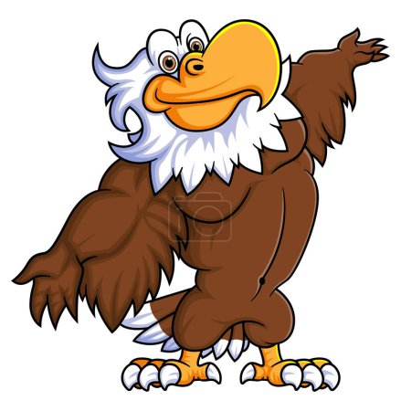 Ilustración de Divertido águila de dibujos animados posando personaje de la mascota de la ilustración - Imagen libre de derechos