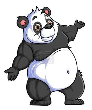 Ilustración de Fuerte panda de dibujos animados posando carácter mascota de la ilustración - Imagen libre de derechos