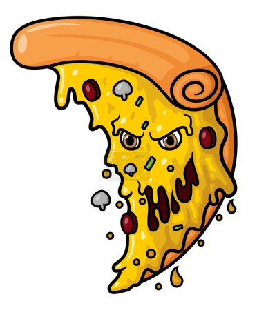 Téléchargez les illustrations : Monster tranche pizza dessin animé personnage de mascotte de l'illustration - en licence libre de droit