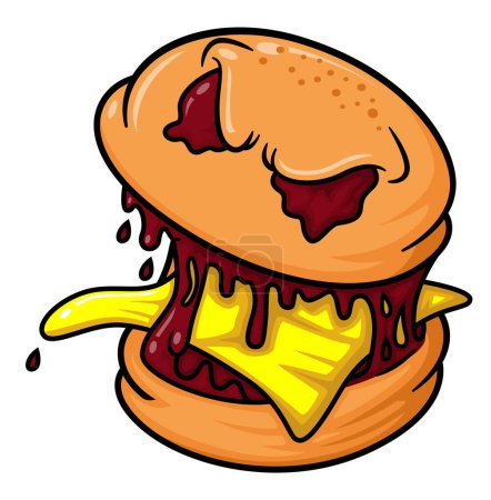 Téléchargez les illustrations : Mascotte de monstre burger personnage d'illustration - en licence libre de droit