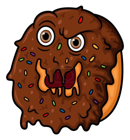 Illustration for Monster chocolate doughnut cartoon mascot character of illustration - Royalty Free Image