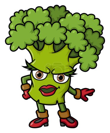 Téléchargez les illustrations : Mascotte de personnage de dessin animé brocoli design de l'illustration - en licence libre de droit