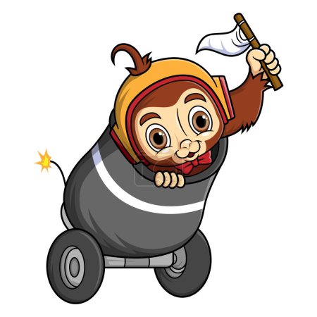 Ilustración de Un mono está jugando con el circo cohete de la ilustración - Imagen libre de derechos