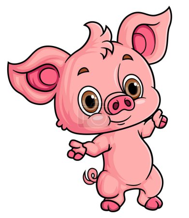 Illustration for Cartoon funny little pig posing of illustration - Royalty Free Image