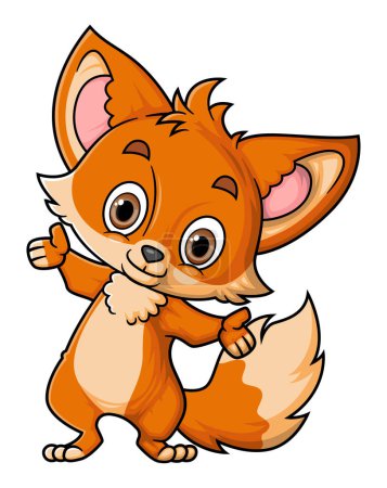 Ilustración de Dibujos animados divertido pequeño zorro posando de ilustración - Imagen libre de derechos