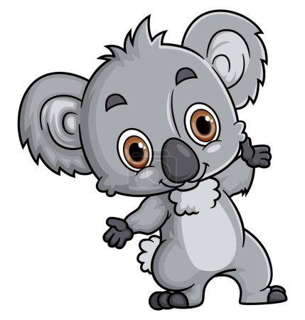Téléchargez les illustrations : Dessin animé drôle petit koala pose de l'illustration - en licence libre de droit