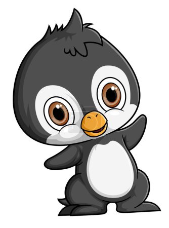 Téléchargez les illustrations : Mignon pingouin dessin animé sur fond blanc de l'illustration - en licence libre de droit