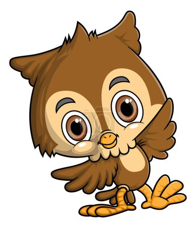 Illustration for Cartoon funny owl isolated on white background of illustration - Royalty Free Image