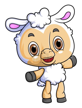 Ilustración de Caricatura divertida oveja carácter aislado sobre fondo blanco de la ilustración - Imagen libre de derechos