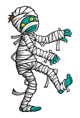 Illustration for Cartoon scary halloween mummy walking of illustration - Royalty Free Image