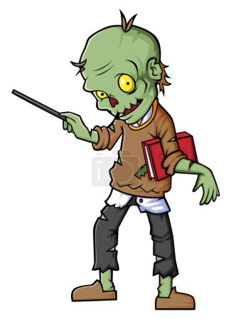 Ilustración de Espeluznante personaje de dibujos animados maestro zombie en el fondo blanco de la ilustración - Imagen libre de derechos