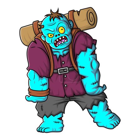 Illustration for Zombie adventure cartoon character on white background of illustration - Royalty Free Image