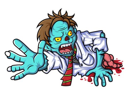 Illustration for Spooky zombie businessman cartoon character on white background of illustration - Royalty Free Image