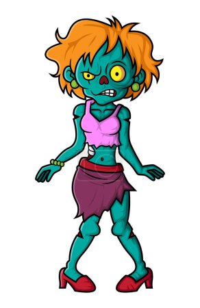 Ilustración de Espeluznante personaje de dibujos animados artista zombie sobre fondo blanco de la ilustración - Imagen libre de derechos