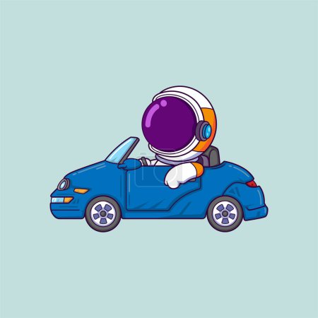Illustration for Cute Astronaut Driving Car Cartoon character of illustration - Royalty Free Image