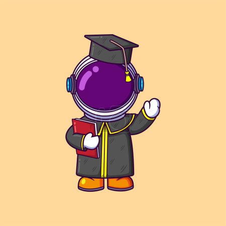 Ilustración de Estudiante de posgrado astronauta feliz, celebrando el logro académico. Ciencia Tecnología Icono Concepto de ilustración - Imagen libre de derechos