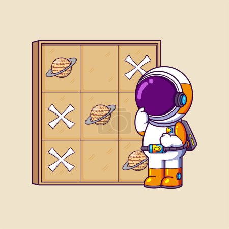 Ilustración de Astronauta feliz jugando juego clásico. Ciencia Tecnología Icono Concepto de ilustración - Imagen libre de derechos