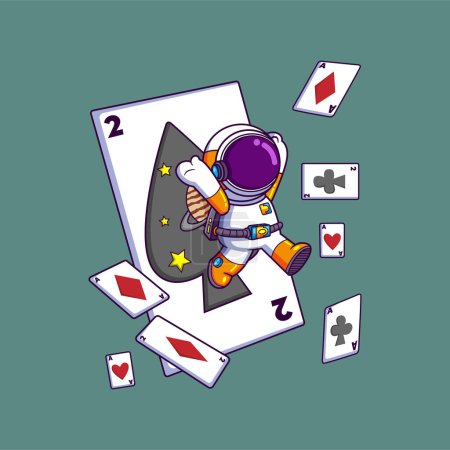 Illustration for Cute Astronaut jumping from many cards. Science Technology Icon Concept of illustration - Royalty Free Image
