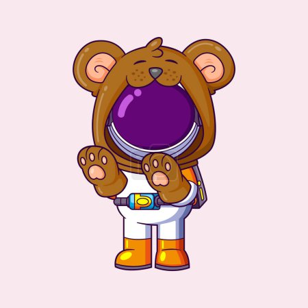 Téléchargez les illustrations : Mignon astronaute portant l'ours Costume d'illustration - en licence libre de droit