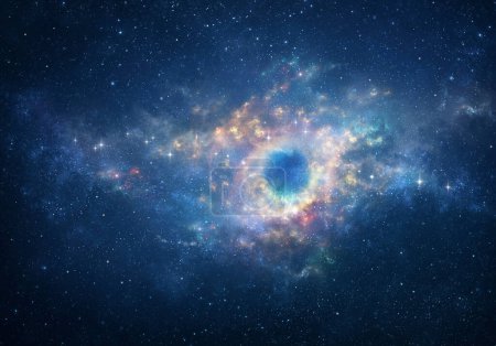 Foto de Vista espacial del Universo, en una galaxia espiral. Hermosa nebulosa y estrellas brillantes en el espacio profundo. - Imagen libre de derechos
