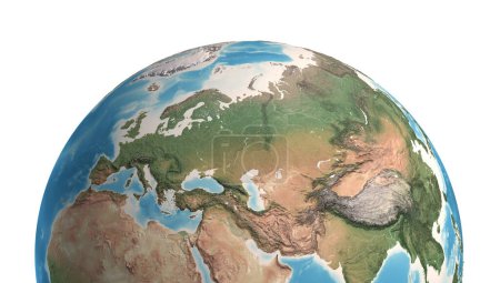 Foto de High resolution satellite view of Planet Earth, focused on Eurasia, Europe and Asia - 3D illustration, elements of this image furnished by NASA. - Imagen libre de derechos
