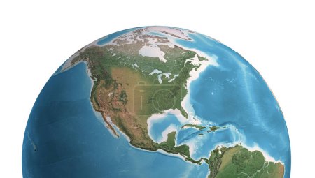 Foto de High resolution satellite view of Planet Earth, focused on North and Central America, Mexico, USA, Canada, Alaska and Greenland - 3D illustration, elements of this image furnished by NASA. - Imagen libre de derechos