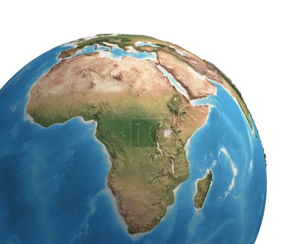 Foto de Vista satelital de alta resolución del Planeta Tierra, enfocada en África - Ilustración 3D, elementos de esta imagen proporcionados por la NASA. - Imagen libre de derechos