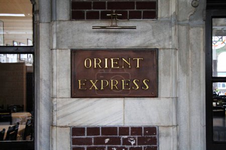 Photo for The sign of a famous restaurant "Orient express" in Istanbul train station, Turkey. - Royalty Free Image