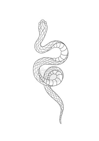 Photo for Tattoo snake. Traditional black dot style ink. Isolated illustration. Traditional Tattoo Old School Tattooing Style Ink. Snake silhouette illustration. - Royalty Free Image