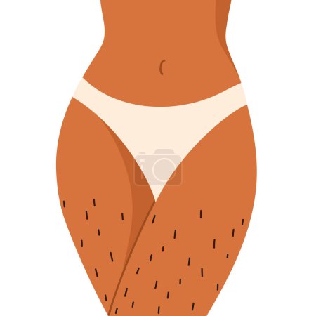 Photo for Unshaved hairy female legs. Body positive, normalize female body hair, skin care. Vector illustration in cartoon style. Isolated white background. - Royalty Free Image