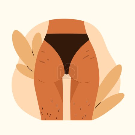 Photo for Woman's buttocks with stretch marks and hairy legs. Body positive,  love yourself, normalize female body hair, body care. Vector illustration in cartoon style. Isolated white background. - Royalty Free Image