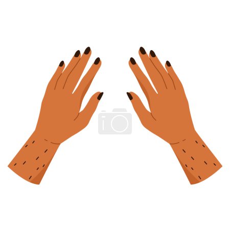 Photo for Body hair on female hands. Body positive, love yourself, normalize female body hair, body care aesthetic. Vector illustration in cartoon style. Isolated white background. - Royalty Free Image