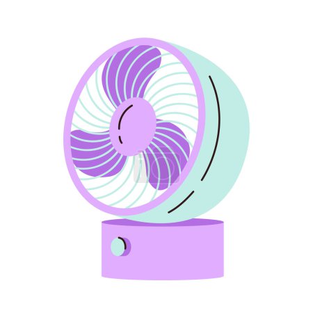 Photo for Portable electric fan. Cooling table fan. Portable equipment for home, standing on table. Vector illustration in cartoon style. Isolated white background. - Royalty Free Image
