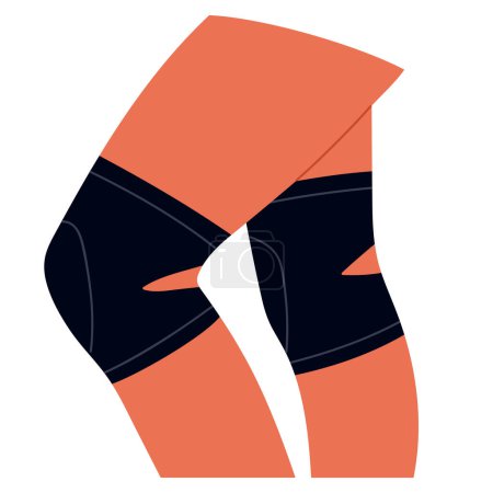 Illustration for Female legs with protective knee pads. Safety equipment for dancing, fitness and sport. Protect the knee joint lifestyle. Vector illustration in cartoon style. Isolated white background. - Royalty Free Image
