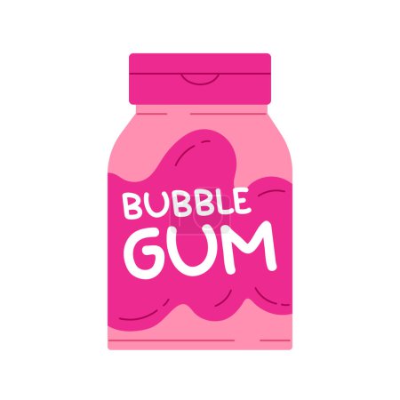 Photo for Bubblegum bottle. Chewing bubble gum in a package. Sweet chewing candy box packaging. Vector illustration in cartoon style. Isolated white background. - Royalty Free Image